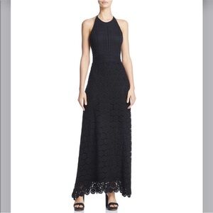 Theory Black Lace Halter Maxi Dress